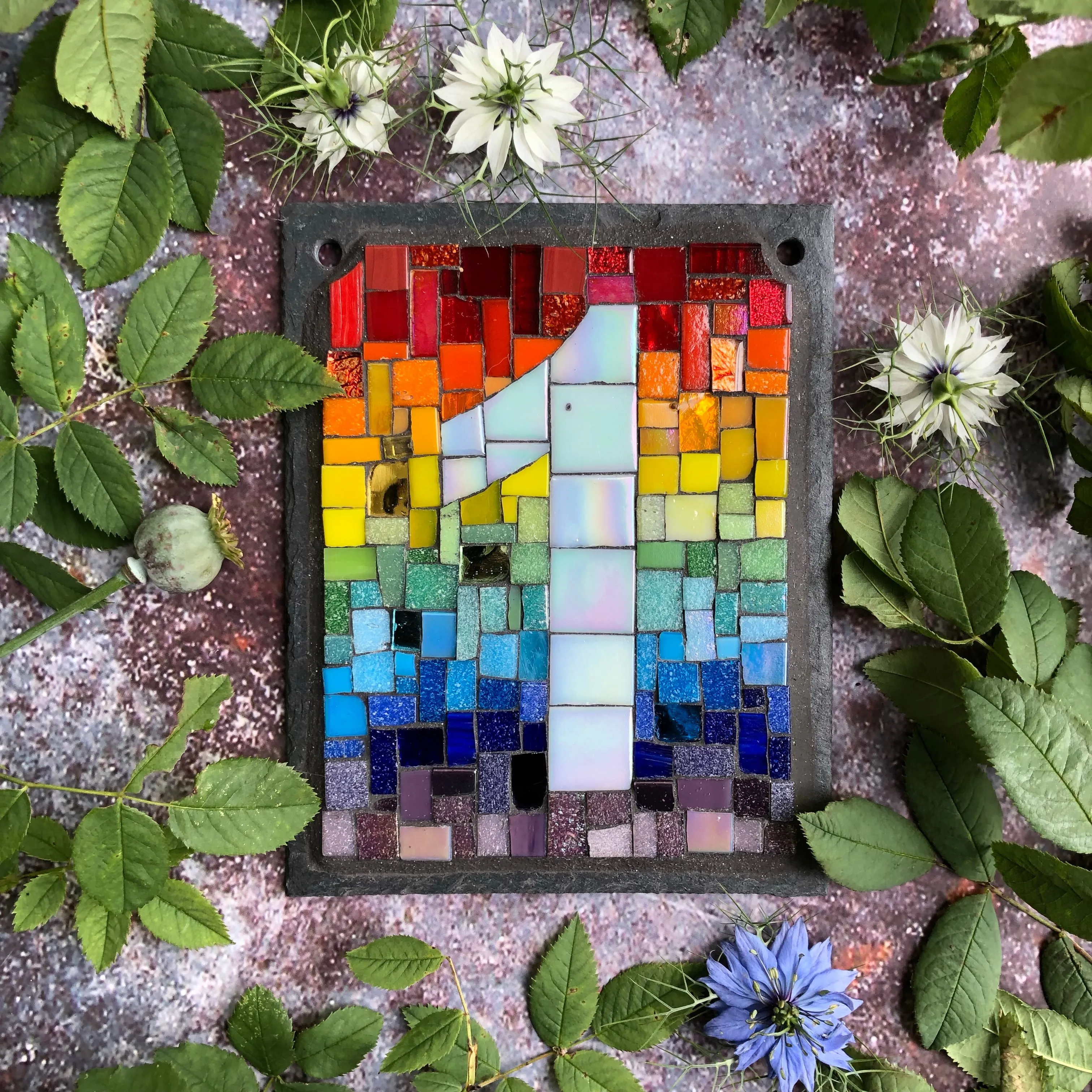 Rainbow mosaic house number