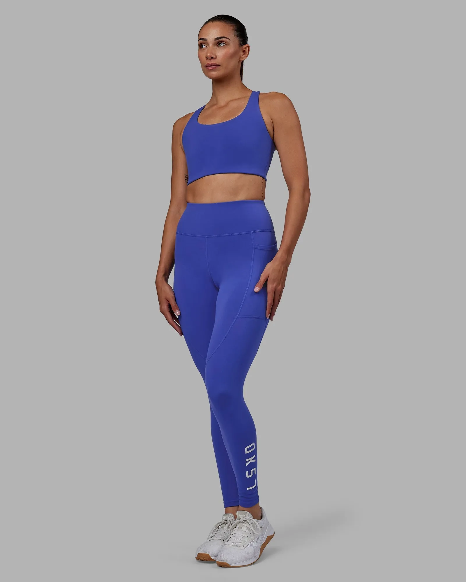 Rep Full Length Leggings - Power Cobalt-White