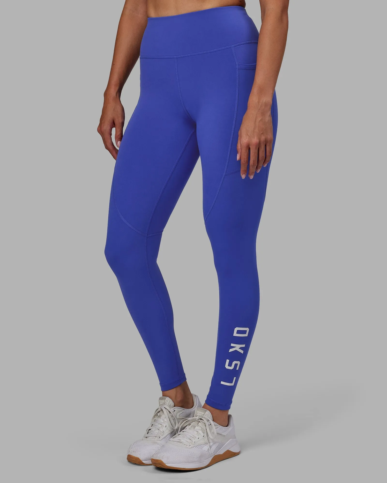 Rep Full Length Leggings - Power Cobalt-White