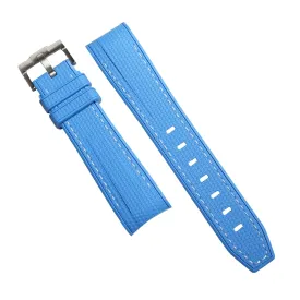 Retro Curved End Rubber Strap for Omega x Swatch Moonswatch in Blue