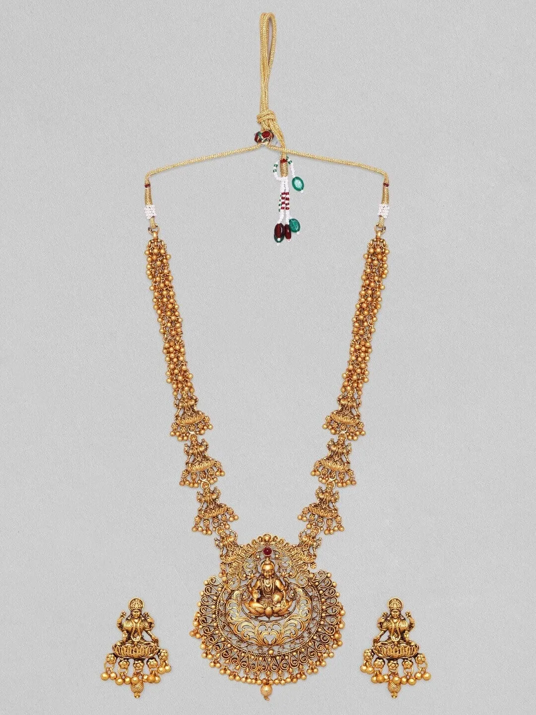 Rubans 24K Gold Plated Handcrafted Temple Filigree Necklace Set