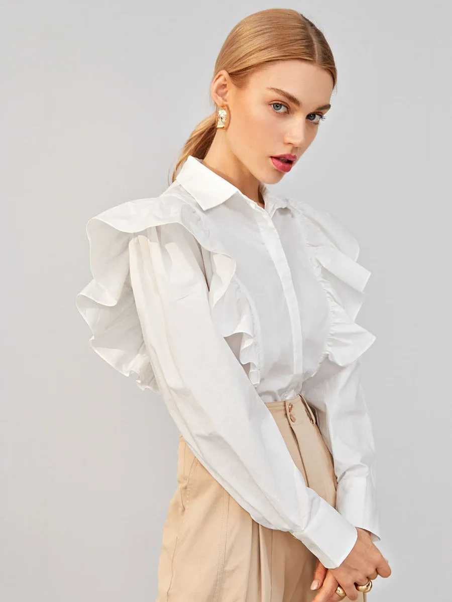 Ruffle Trim Blouse