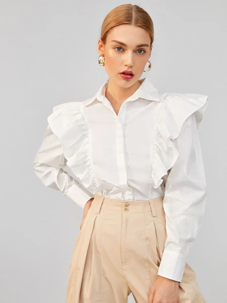 Ruffle Trim Blouse