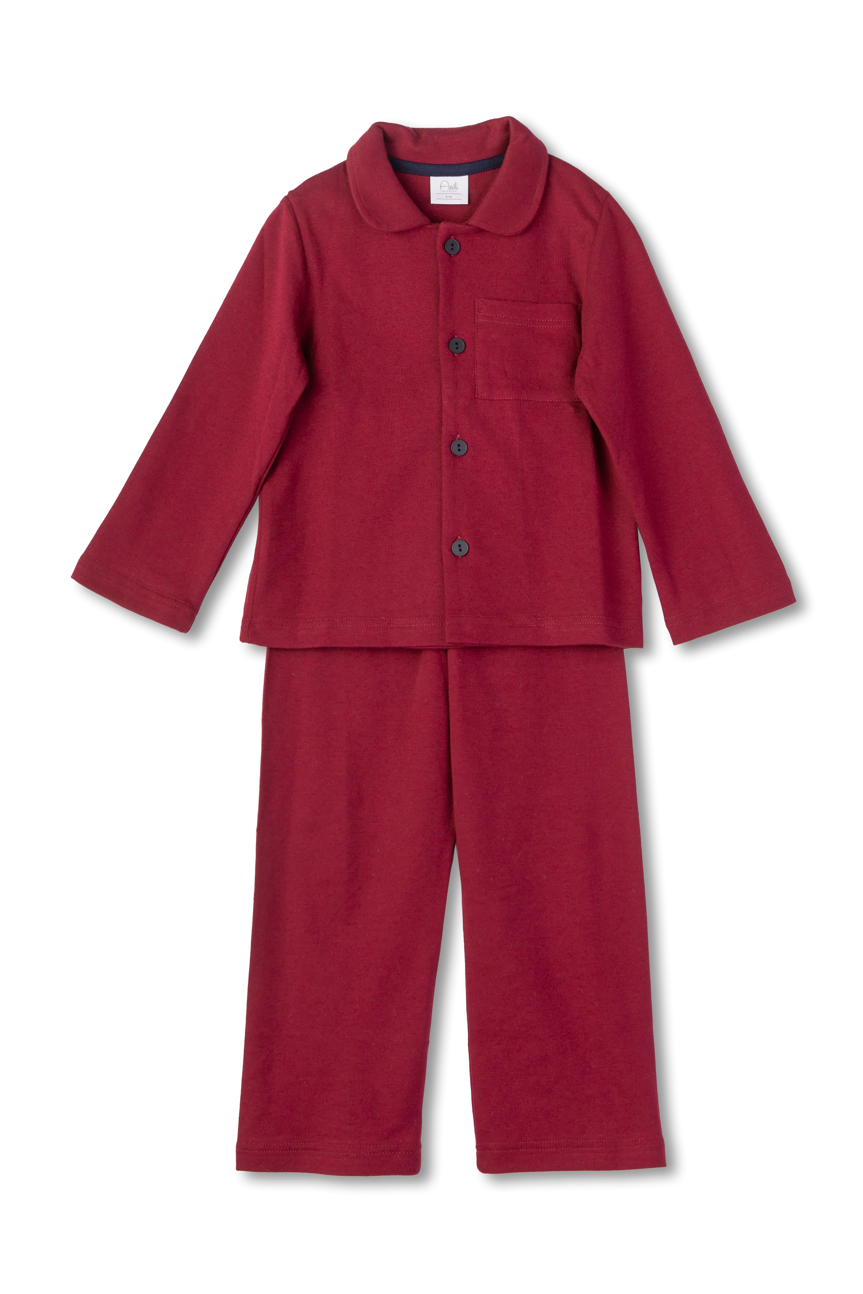 SAM - BOYS' COTTON PYJAMA SET IN BURGUNDY