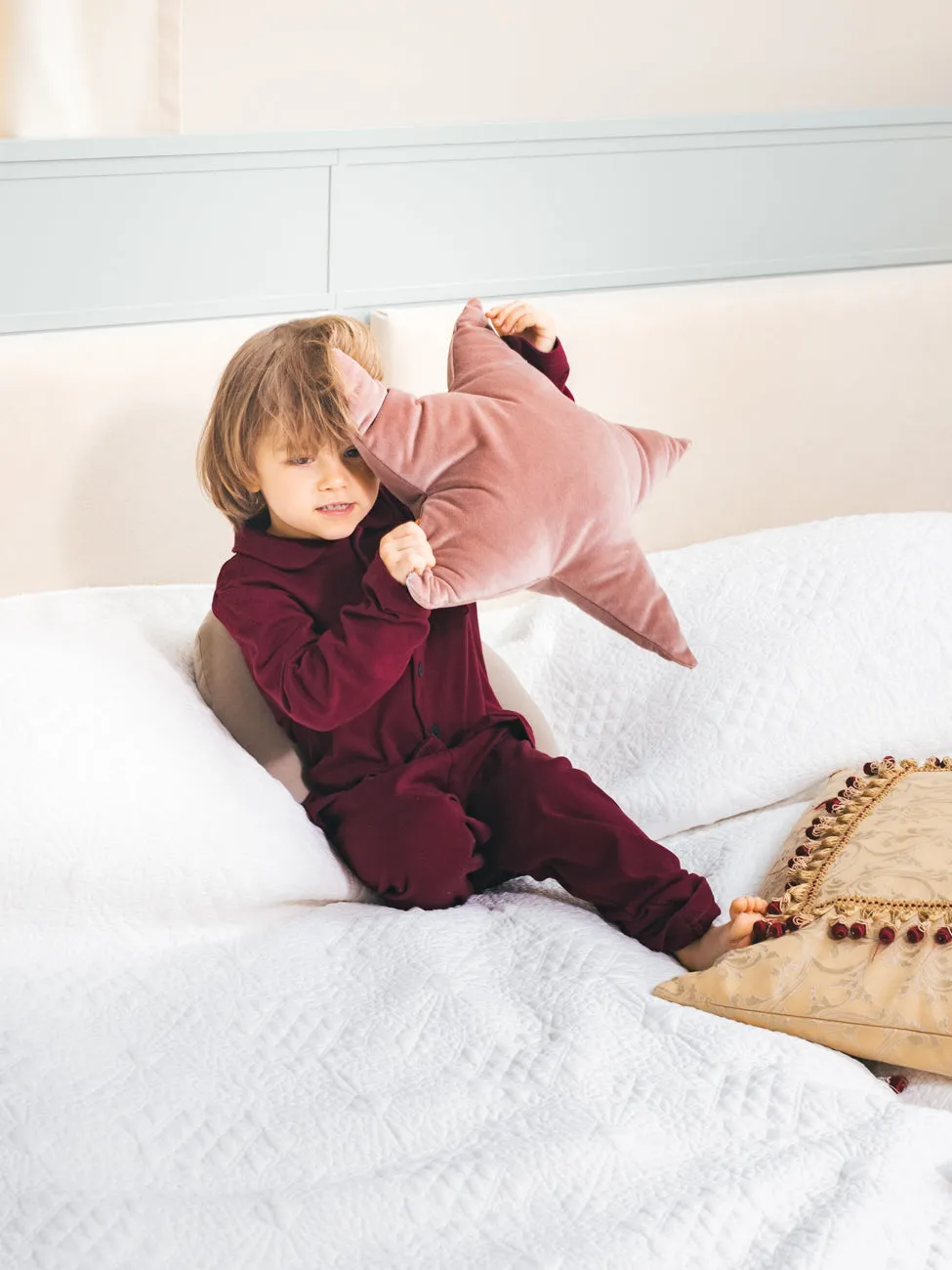 SAM - BOYS' COTTON PYJAMA SET IN BURGUNDY