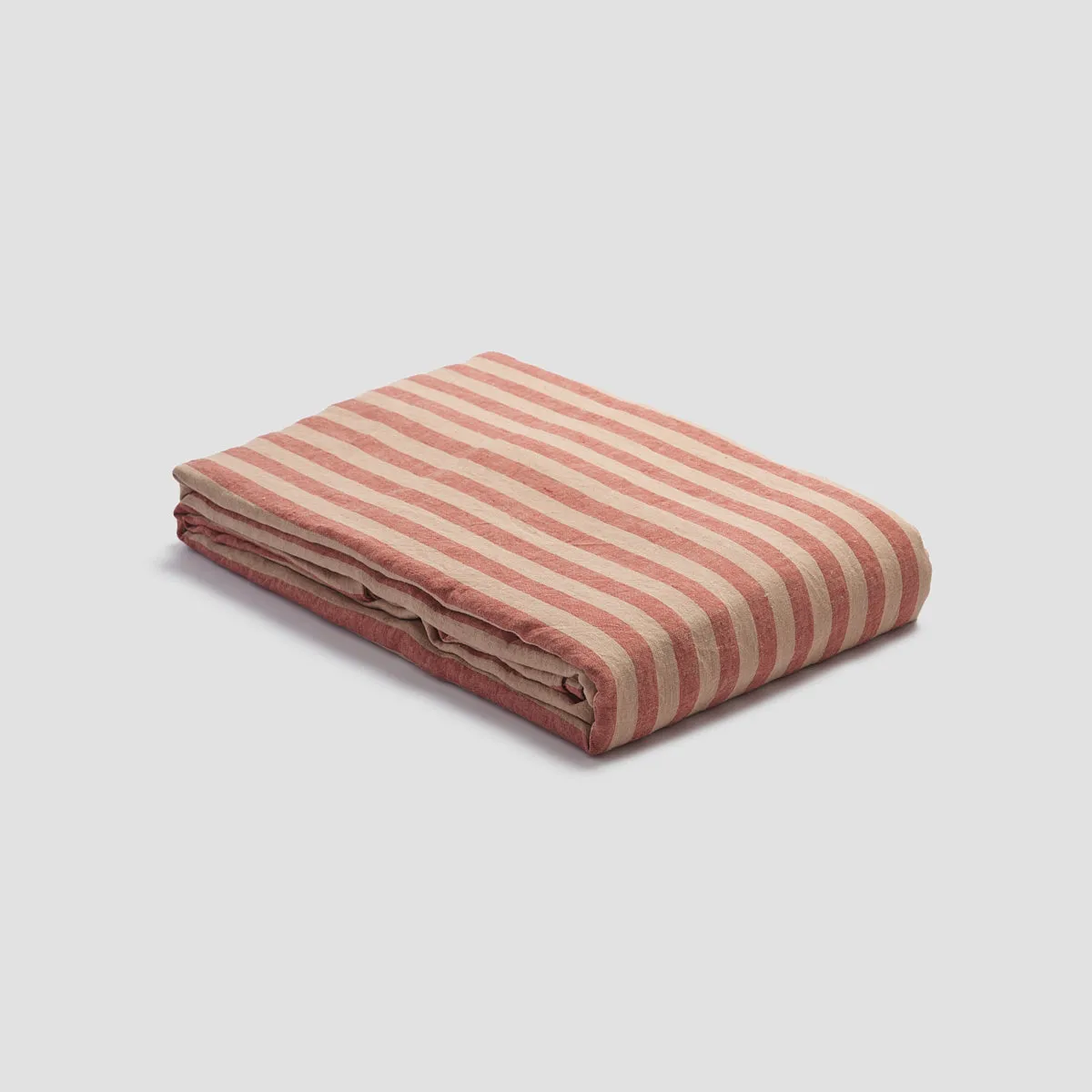 Sandstone Red Pembroke Stripe Linen Blend Duvet Cover