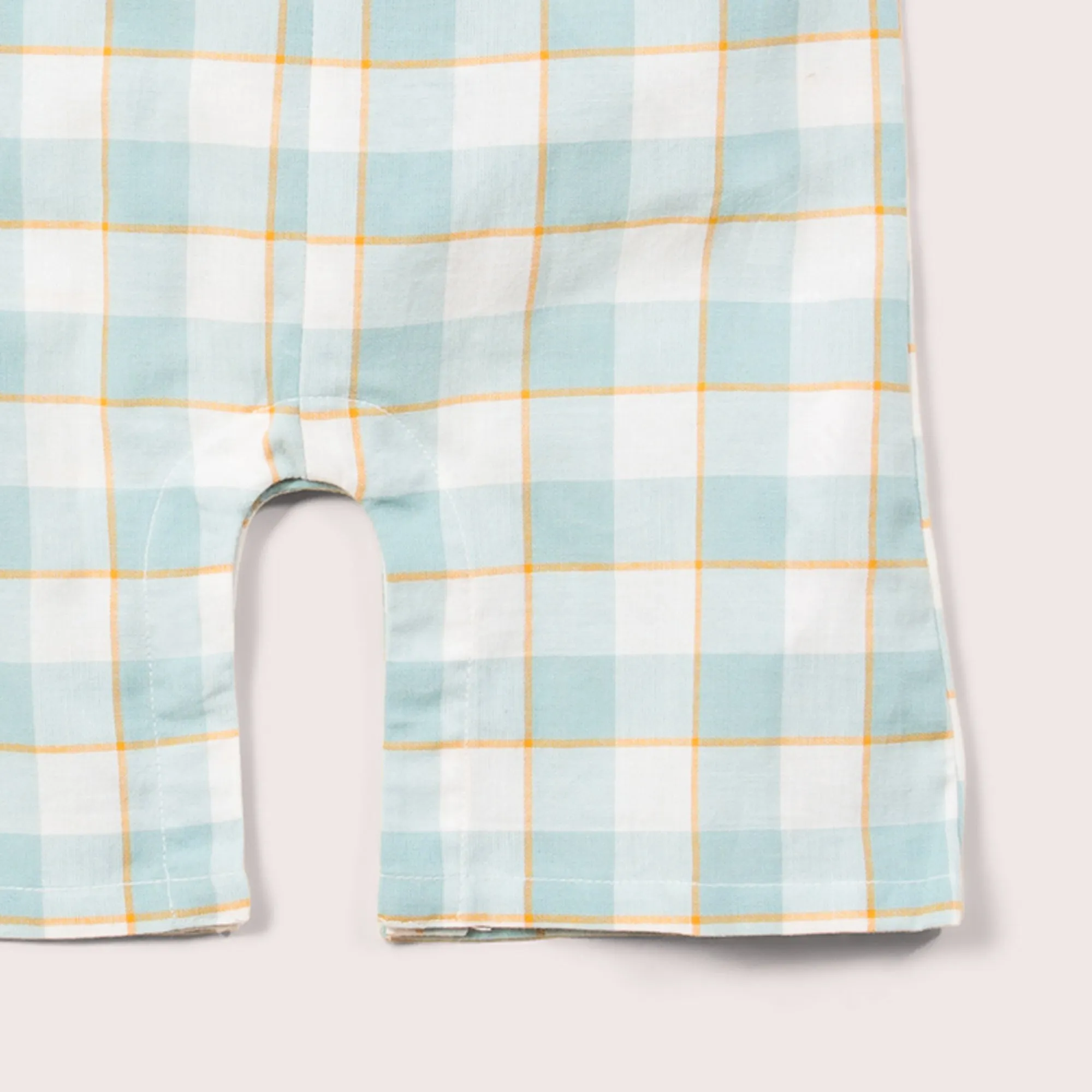 Soft Blue Checkered Dungaree Shorts