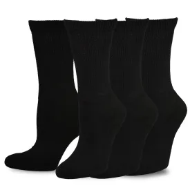 TeeHee Socks Men's Diabetic Bamboo Crew Black 3-Pack (51012)