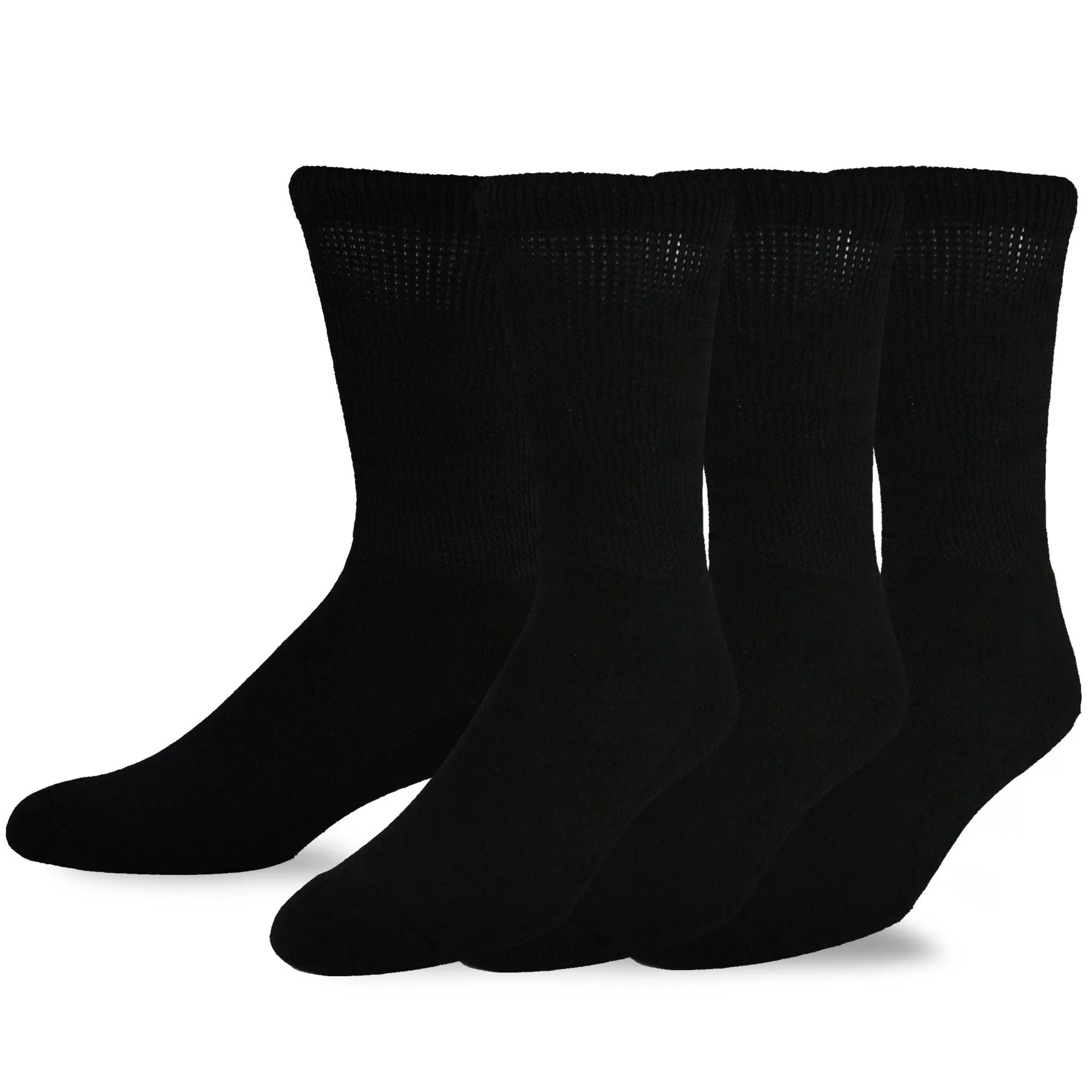 TeeHee Socks Men's Diabetic Bamboo Crew Black 3-Pack (51012)