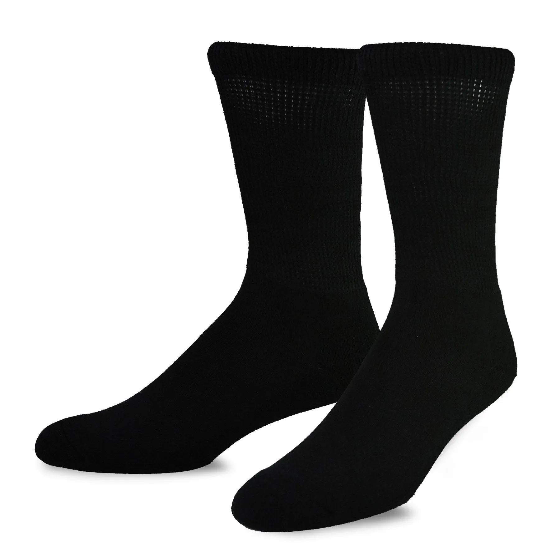 TeeHee Socks Men's Diabetic Bamboo Crew Black 3-Pack (51012)