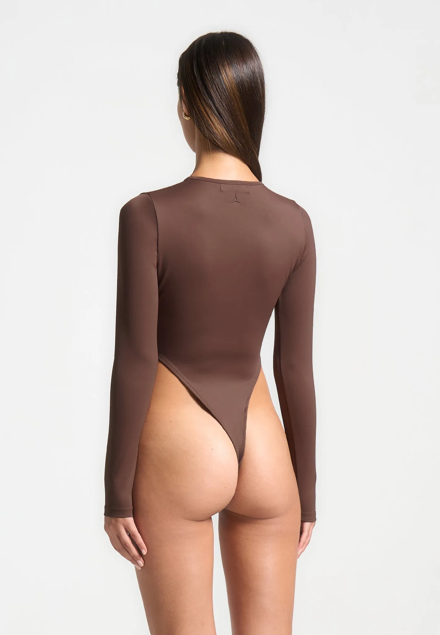 Éternelle High Leg Long Sleeve Bodysuit - Brown