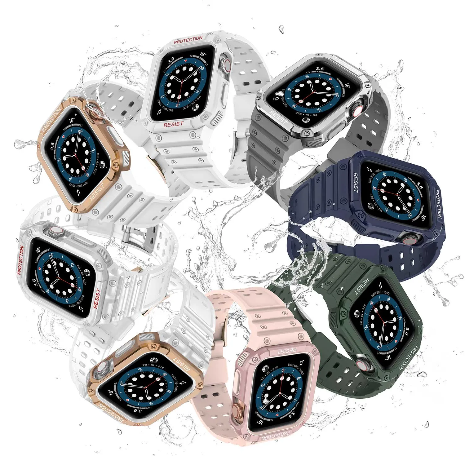 Tough On Apple Watch Band with Case Series 4 / 5 / 6 / SE 40mm Rugged Protection Navy/Navy