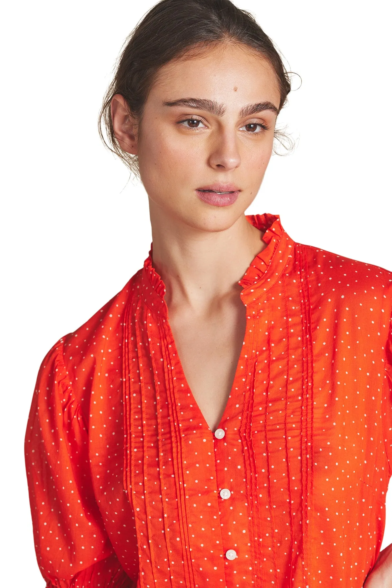 Trovata Birds of Paradis Eliza Blouse in Tomato Dot