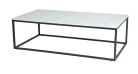 Verona Coffee Table - White Marble Top/ Matte Black Base