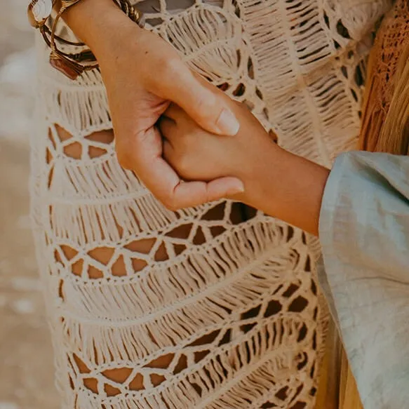 White Crochet Dress & Coverup with Melon Slip