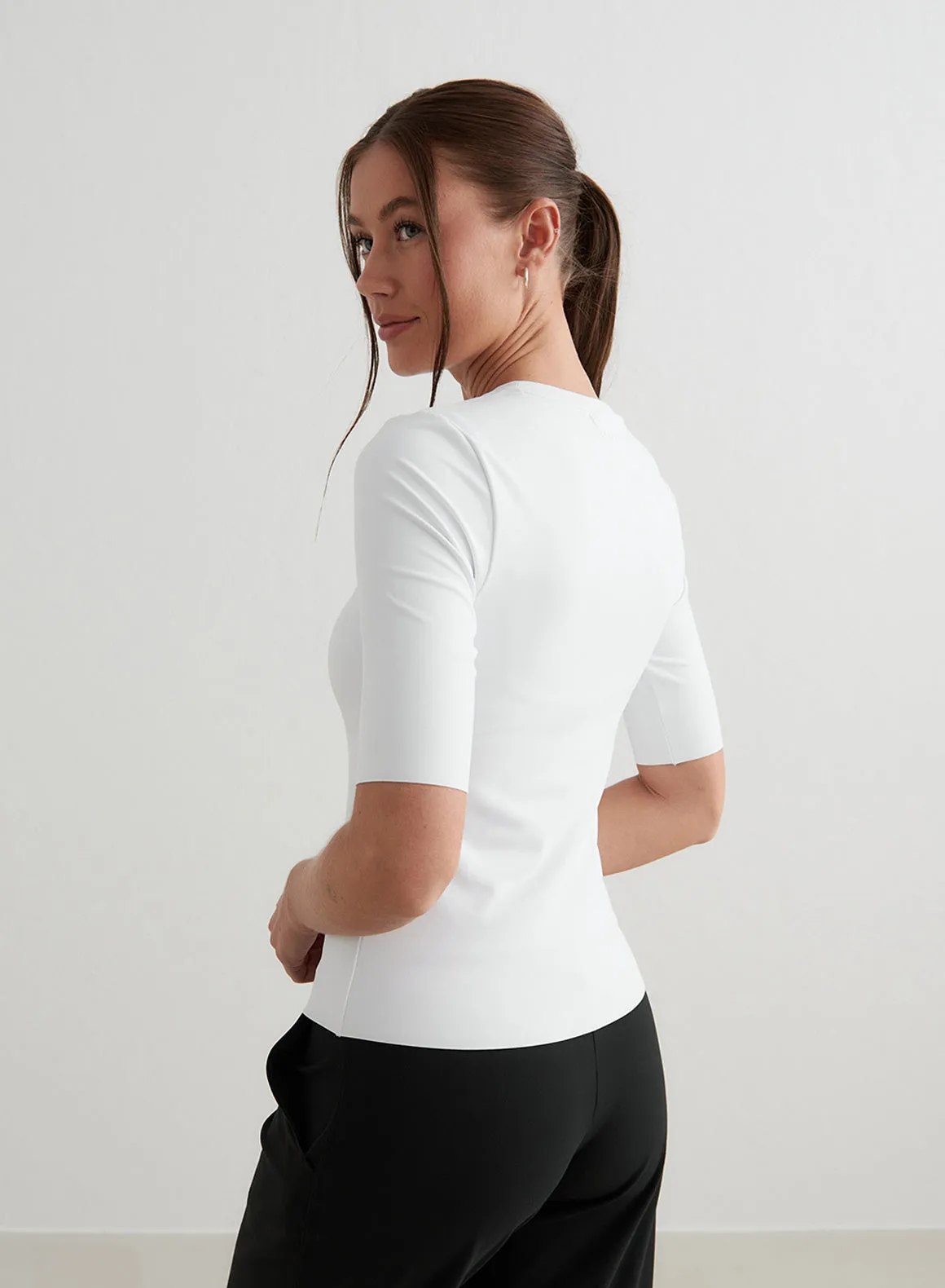 White Sense Half Sleeve Top