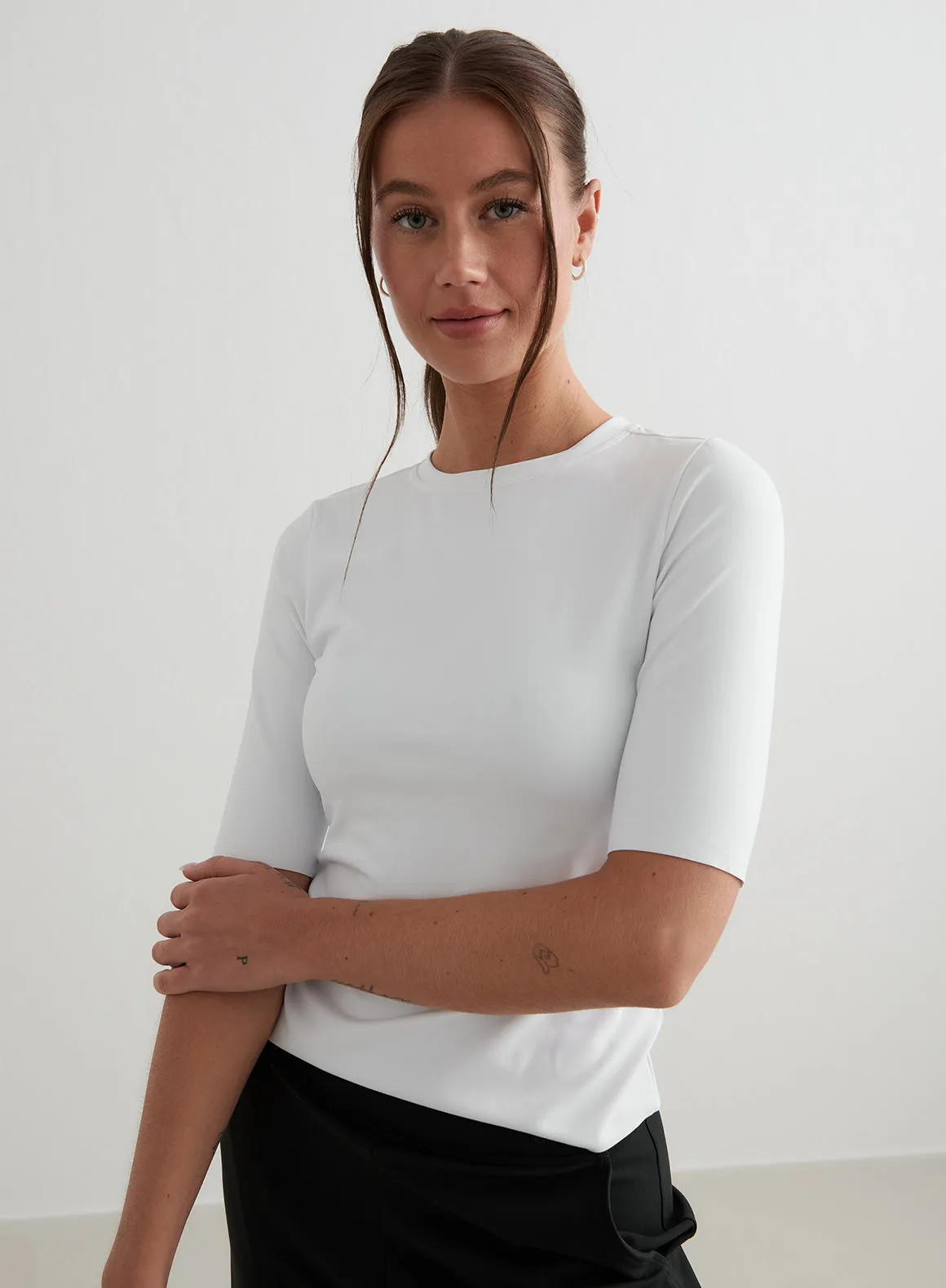 White Sense Half Sleeve Top