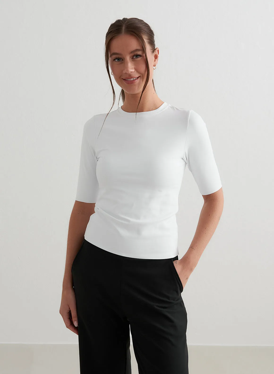 White Sense Half Sleeve Top